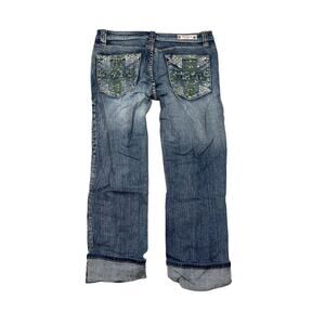 Pepe Jeans VTG Y2K Low Rise Cuffed Capri Jeans Bling Rhinestones Womens 30